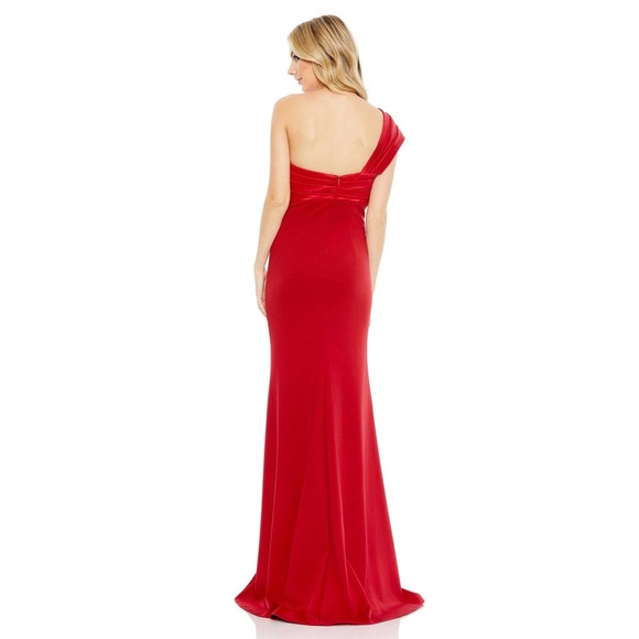 MAC DUGGAL Dress Size 8 Evening Gown Red NEW One Shoulder Draped Trumpet #49547 - Picture 2 of 9